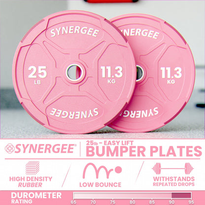 Synergee Pink EZ Grip Bumper Plates - Grit Grind Strength
