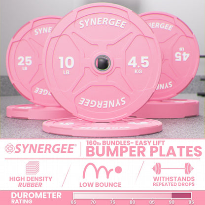 Synergee Pink EZ Grip Bumper Plates - Grit Grind Strength