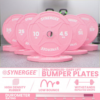 Synergee Pink EZ Grip Bumper Plates - Grit Grind Strength