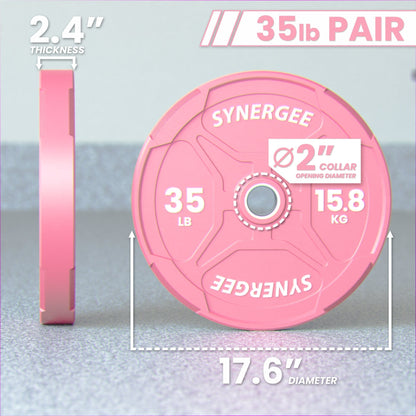 Synergee Pink EZ Grip Bumper Plates - Grit Grind Strength