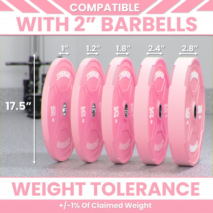 Synergee Pink EZ Grip Bumper Plates - Grit Grind Strength