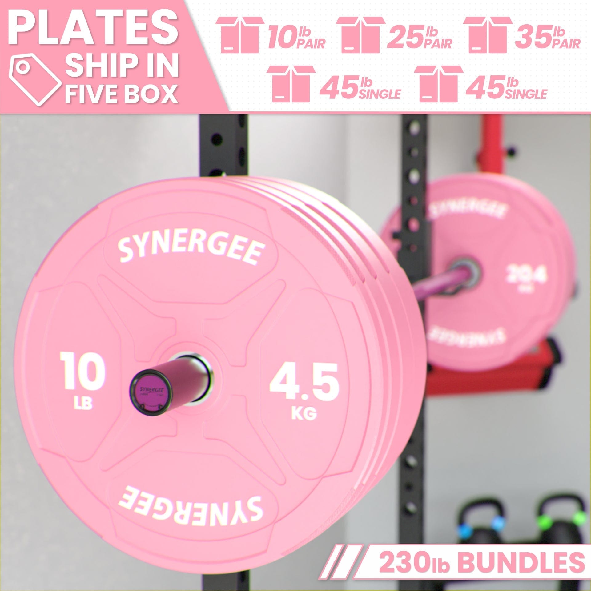 Synergee Pink EZ Grip Bumper Plates - Grit Grind Strength