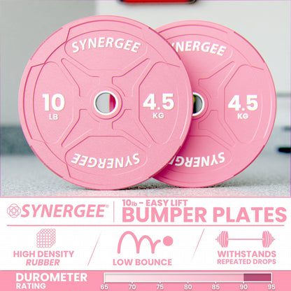 Synergee Pink EZ Grip Bumper Plates - Grit Grind Strength