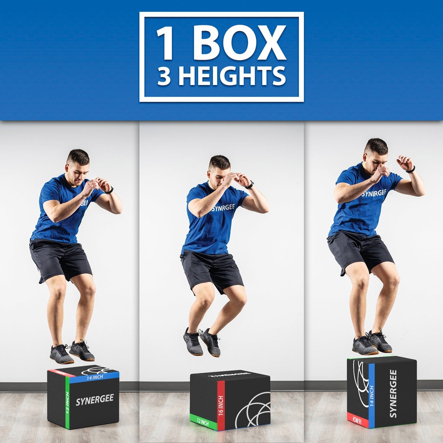 Synergee Plyometrics 16-14-12 Synergee 3-in-1 Soft Plyo Boxes
