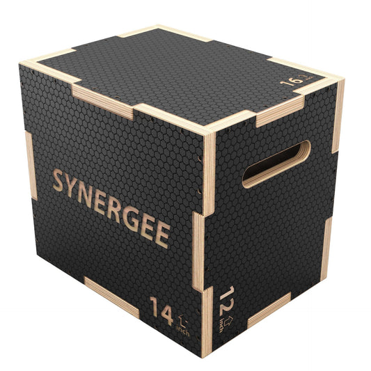 Synergee Plyometrics 16-14-12 Synergee Non-Slip 3-in-1 Wood Plyo Boxes