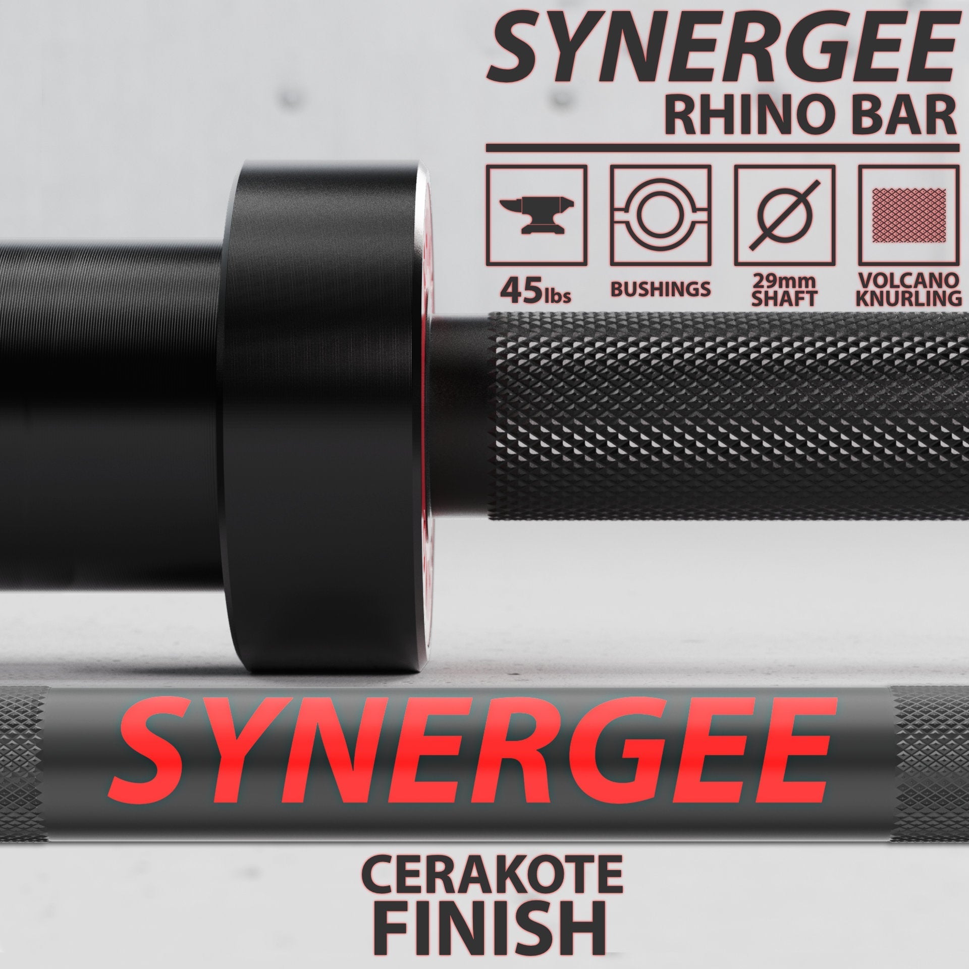 Synergee Rhino Powerlifting Barbell - Grit Grind Strength