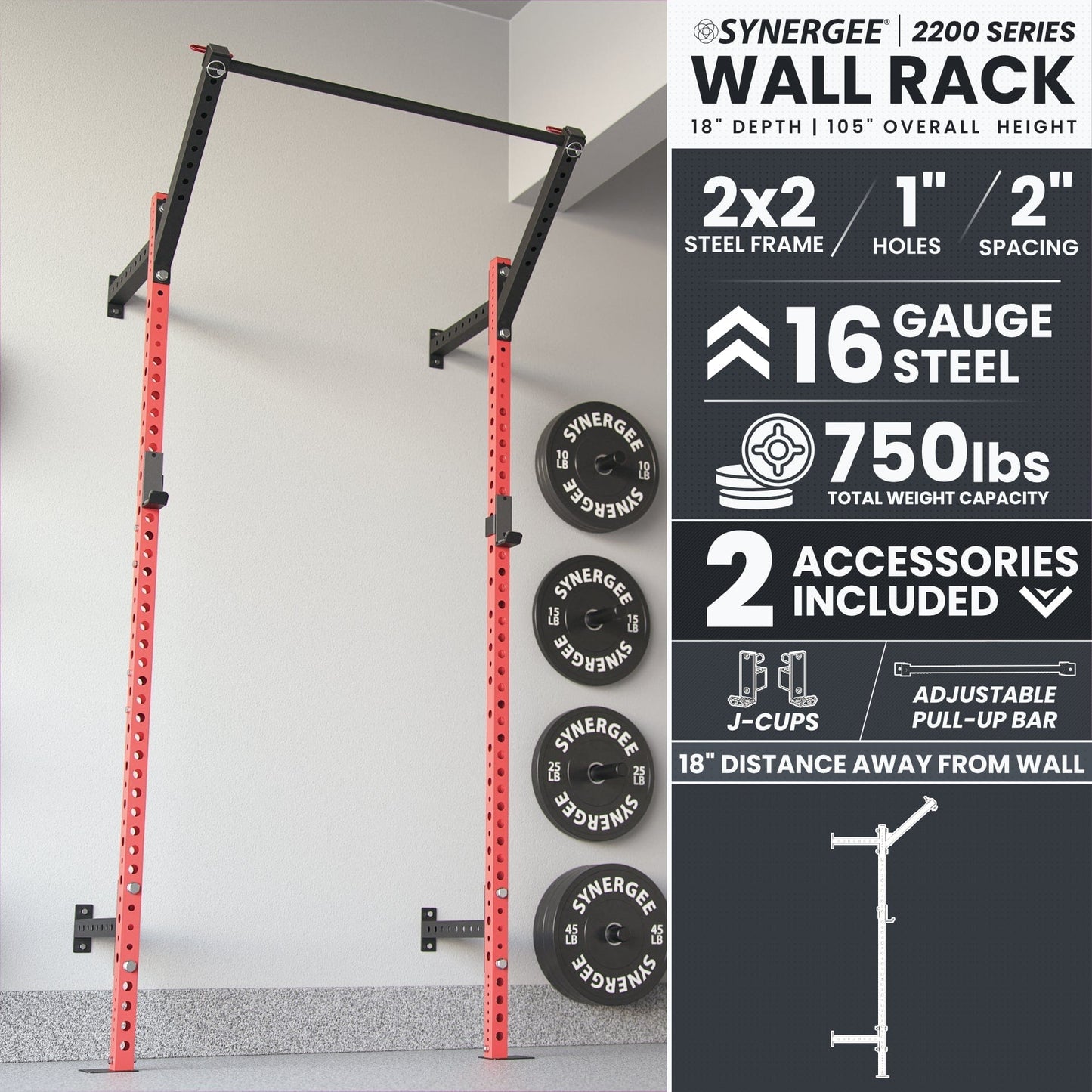 Synergee Synergee 2200 Series Wall Mounted Squat Rack