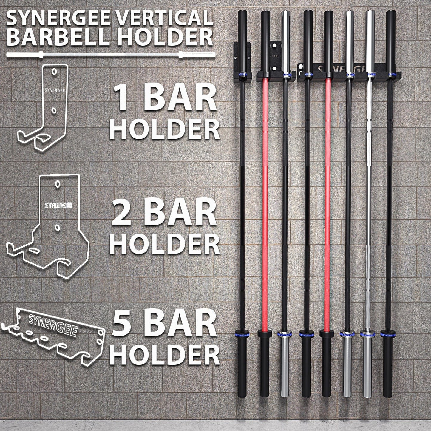 Synergee Vertical Barbell Wall Storage Racks - Grit Grind Strength