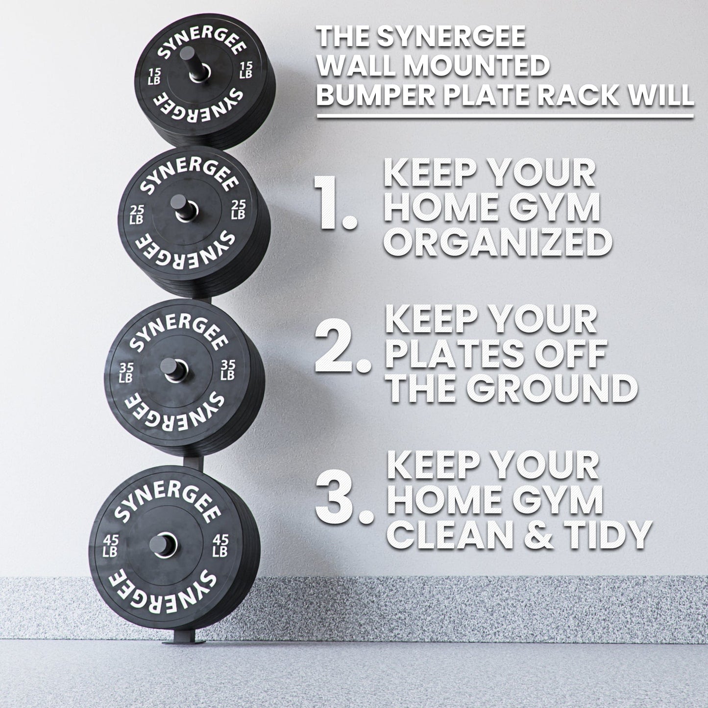Synergee Weight Plate Wall Storage Rack - Grit Grind Strength