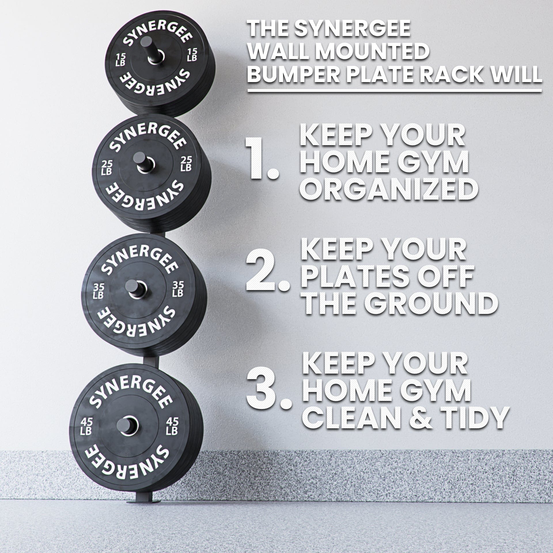 Synergee Weight Plate Wall Storage Rack - Grit Grind Strength