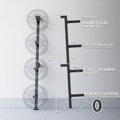 Synergee Weight Plate Wall Storage Rack - Grit Grind Strength