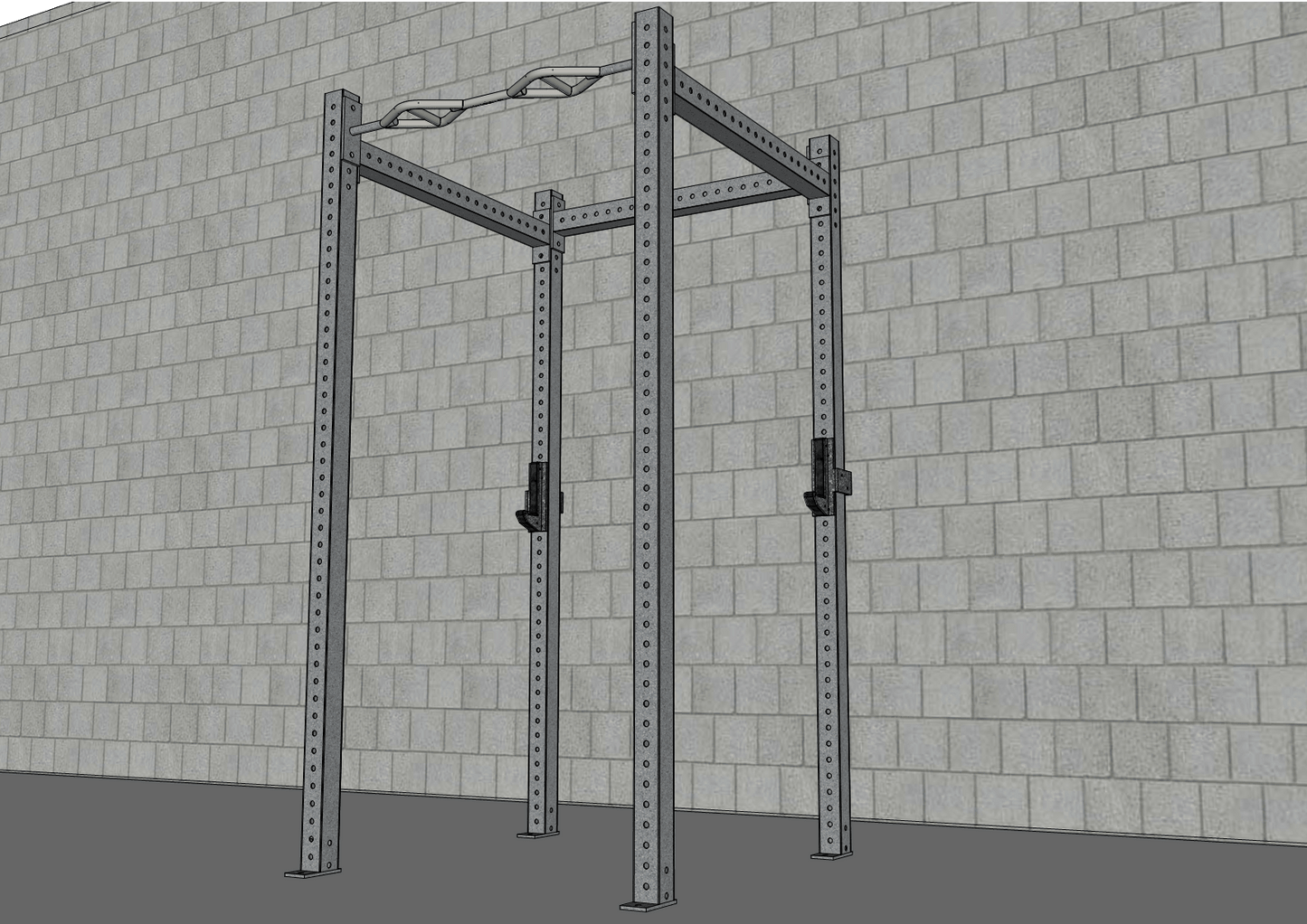 TGrip Basic Commercial 4 Post Rack - 3x3 Steel - Functional Multi - Grip Pull - Up - Sandwich Style J - Hooks - Grit Grind Strength