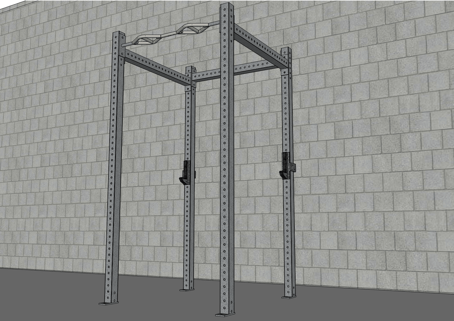 TGrip Basic Commercial 4 Post Rack - 3x3 Steel - Functional Multi - Grip Pull - Up - Sandwich Style J - Hooks - Grit Grind Strength
