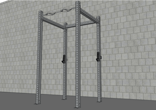 TGrip Basic Commercial 4 Post Rack - 3x3 Steel - Functional Multi - Grip Pull - Up - Sandwich Style J - Hooks - Grit Grind Strength
