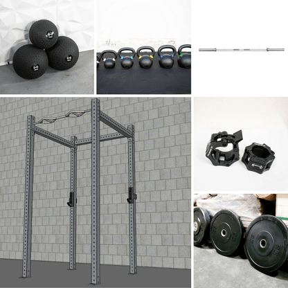 TGrip Basic Commercial 4 Post Rack Complete Kit - 3x3 Steel - Grit Grind Strength