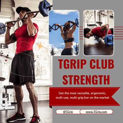 TGrip Club Strength Bar (Black) - Multi Grip - Functional Training - Football - Swiss - Neutral - Grit Grind Strength