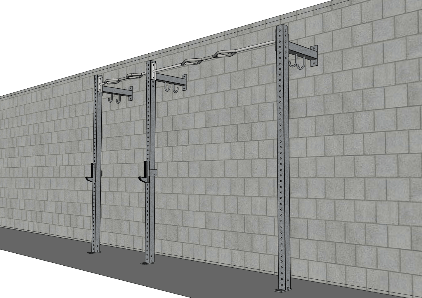 TGrip Commercial 10' Low Profile Wall Mount Rig - 3x3 Steel - Functional Multi - Grip Pull - Up - Sandwich Style J - Hooks - Grit Grind Strength