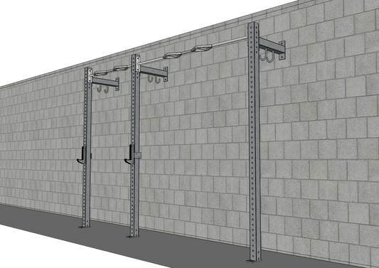 TGrip Commercial 10' Low Profile Wall Mount Rig - 3x3 Steel - Functional Multi - Grip Pull - Up - Sandwich Style J - Hooks - Grit Grind Strength