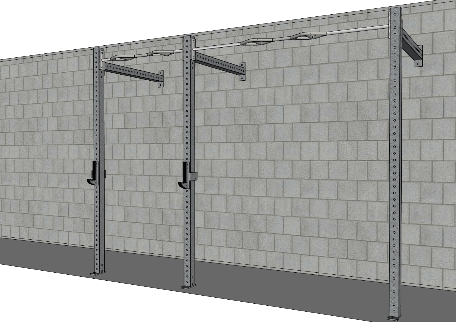 TGrip Commercial 10' Wall Mount Rig 3x3 Steel Functional Multi-Grip Pull-Up Sandwich Style J Hooks - Grit Grind Strength