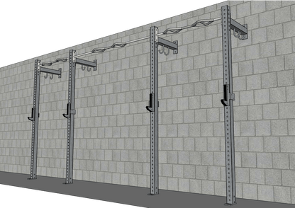 TGrip Commercial 14' Low Profile Wall Mount Rig - 3x3 Steel - Functional Multi - Grip Pull - Up - Sandwich Style J - Hooks - Grit Grind Strength