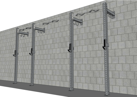 TGrip Commercial 14' Low Profile Wall Mount Rig - 3x3 Steel - Functional Multi - Grip Pull - Up - Sandwich Style J - Hooks - Grit Grind Strength