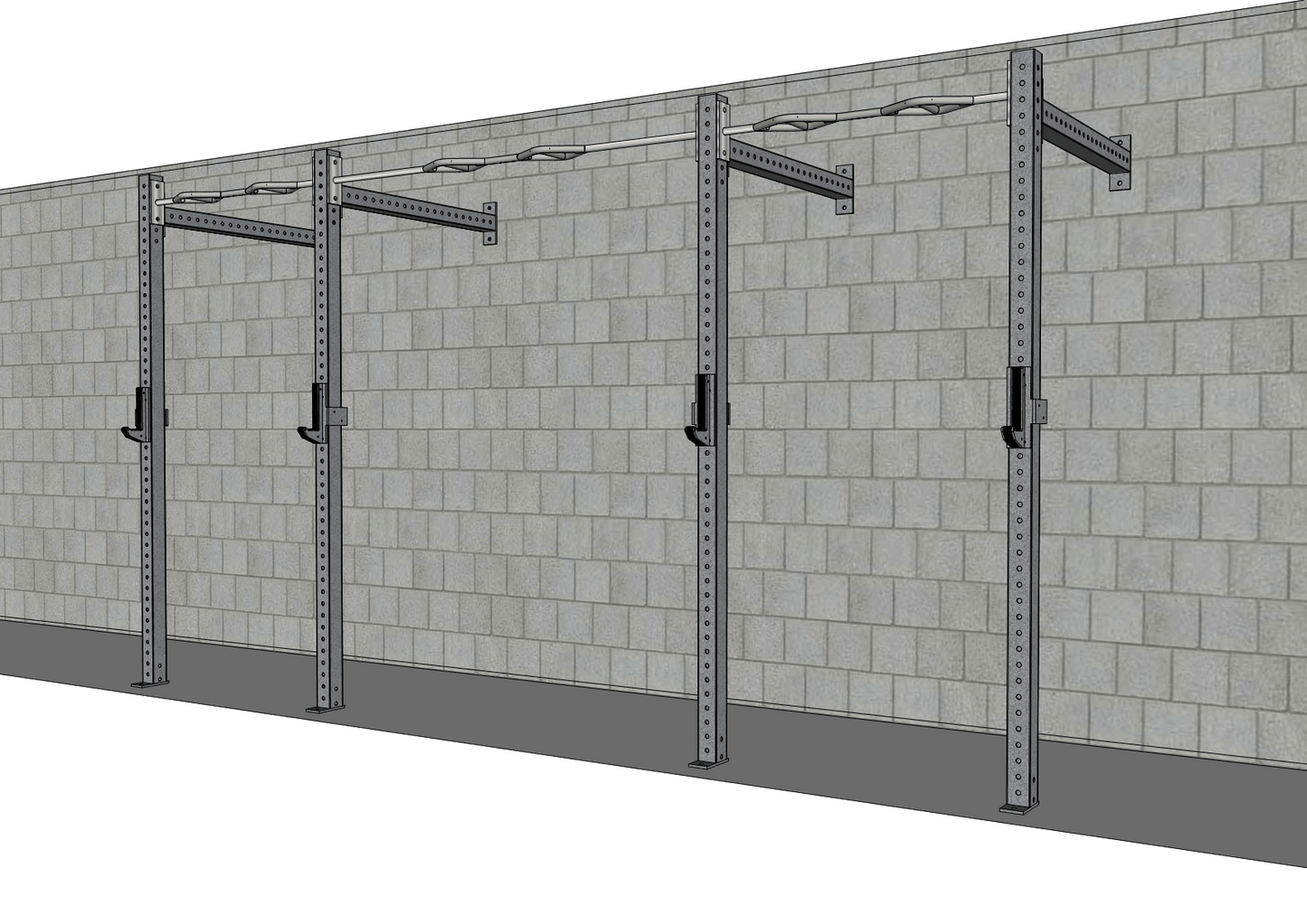 TGrip Commercial 14' Wall Mount Rig - 3x3 Steel - Functional Multi - Grip Pull - Up - Sandwich Style J - Hooks - Grit Grind Strength