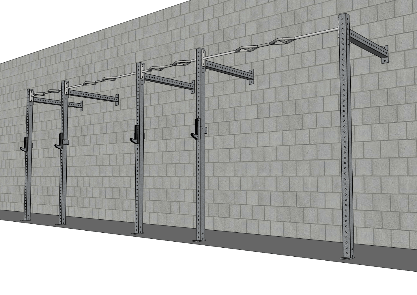 TGrip Commercial 20' Wall Mount Rig - 3x3 Steel - Functional Multi - Grip Pull - Up - Sandwich Style J - Hooks - Grit Grind Strength