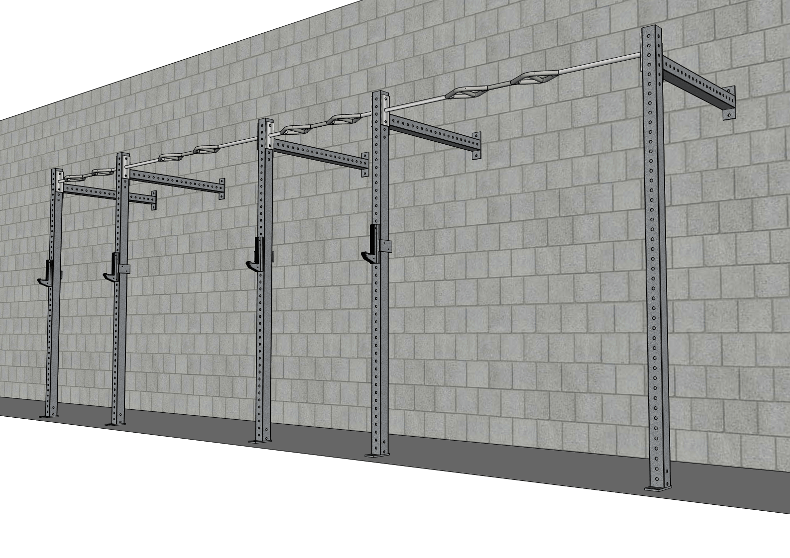 TGrip Commercial 20' Wall Mount Rig - 3x3 Steel - Functional Multi - Grip Pull - Up - Sandwich Style J - Hooks - Grit Grind Strength