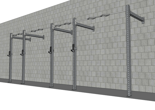 TGrip Commercial 20' Wall Mount Rig - 3x3 Steel - Functional Multi - Grip Pull - Up - Sandwich Style J - Hooks - Grit Grind Strength