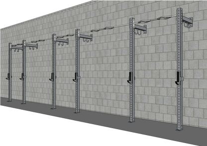 TGrip Commercial 24' Low Profile Wall Mount Rig - 3x3 Steel - Functional Multi - Grip Pull - Up - Sandwich Style J - Hooks - Grit Grind Strength