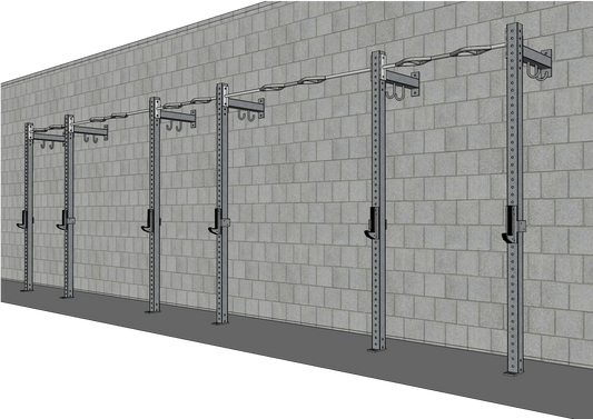 TGrip Commercial 24' Low Profile Wall Mount Rig - 3x3 Steel - Functional Multi - Grip Pull - Up - Sandwich Style J - Hooks - Grit Grind Strength