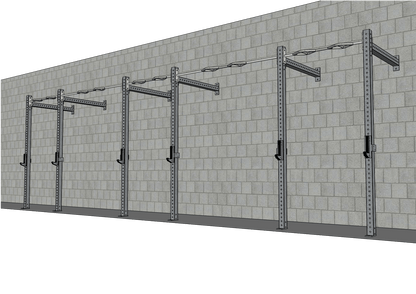 TGrip Commercial 24' Wall Mount Rig - 3x3 Steel - Functional Multi - Grip Pull - Up - Sandwich Style J - Hooks - Grit Grind Strength