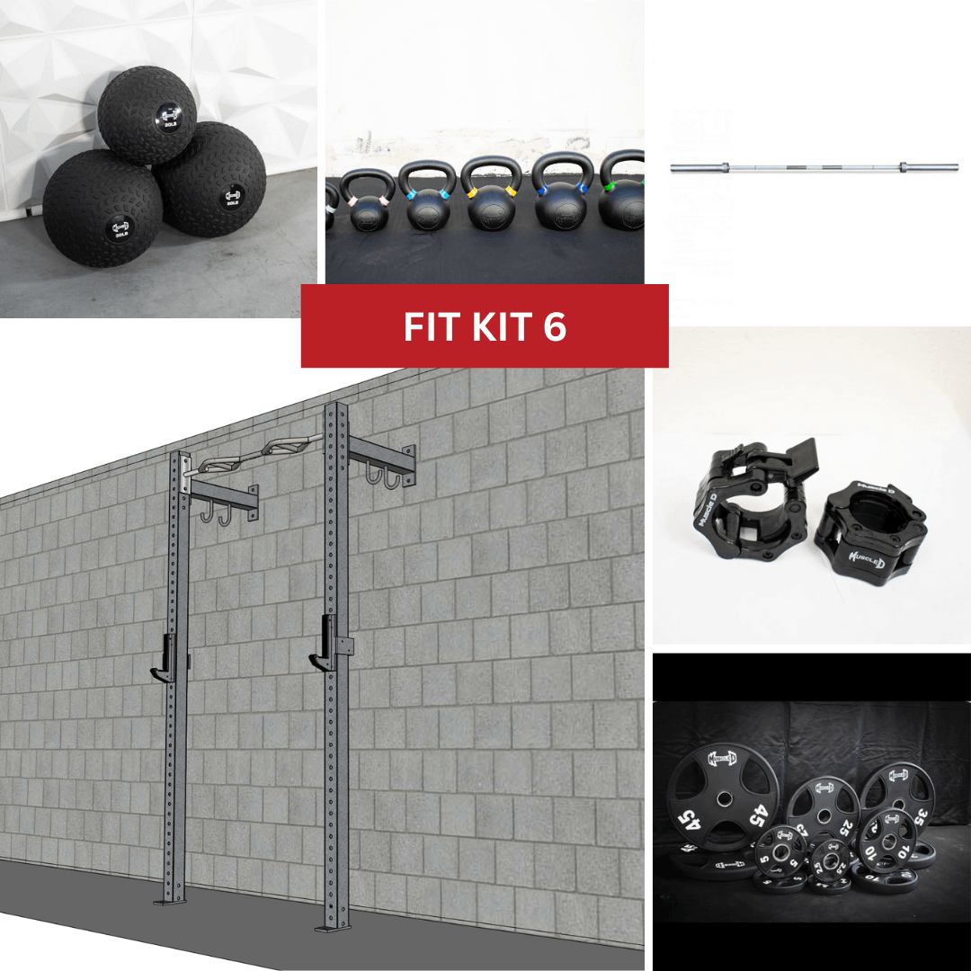 TGrip Commercial 4' Low Profile Wall Mount Rig Fitness Kits - 3x3 Steel - Functional Multi - Grip Pull - Up - Sandwich Style J - Hooks - Grit Grind Strength