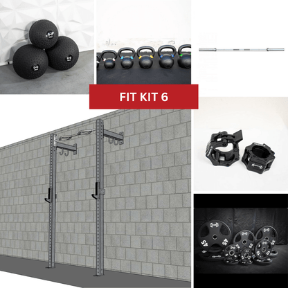 TGrip Commercial 4' Low Profile Wall Mount Rig Fitness Kits - 3x3 Steel - Functional Multi - Grip Pull - Up - Sandwich Style J - Hooks - Grit Grind Strength