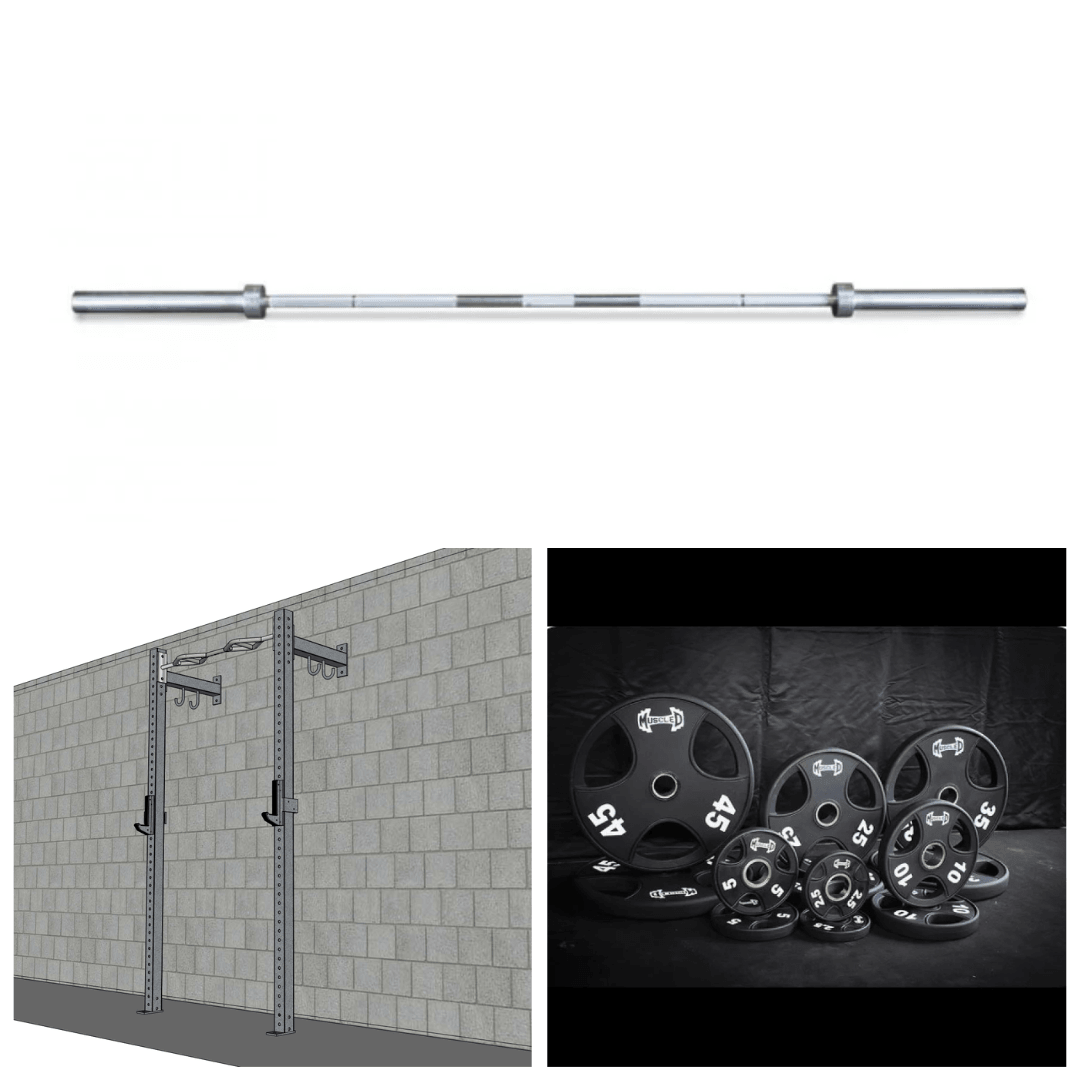 TGrip Commercial 4' Low Profile Wall Mount Rig Fitness Kits - 3x3 Steel - Functional Multi - Grip Pull - Up - Sandwich Style J - Hooks - Grit Grind Strength