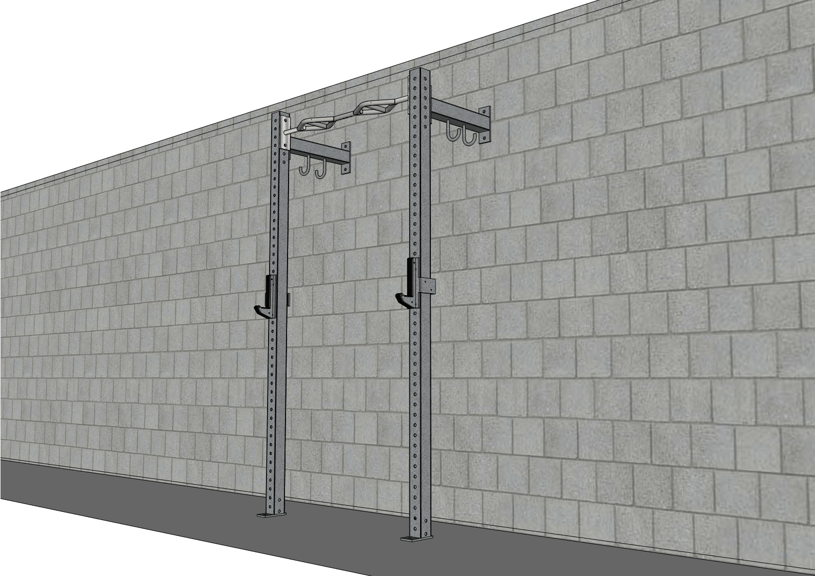 TGrip Commercial 4' Low Profile Wall Mount Rig Fitness Kits - 3x3 Steel - Functional Multi - Grip Pull - Up - Sandwich Style J - Hooks - Grit Grind Strength