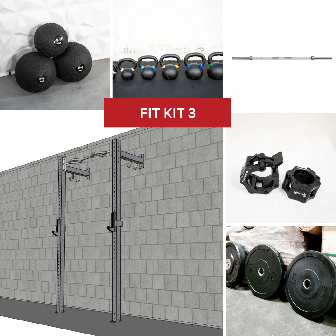 TGrip Commercial 4' Low Profile Wall Mount Rig Fitness Kits - 3x3 Steel - Functional Multi - Grip Pull - Up - Sandwich Style J - Hooks - Grit Grind Strength