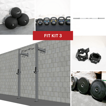 TGrip Commercial 4' Low Profile Wall Mount Rig Fitness Kits - 3x3 Steel - Functional Multi - Grip Pull - Up - Sandwich Style J - Hooks - Grit Grind Strength