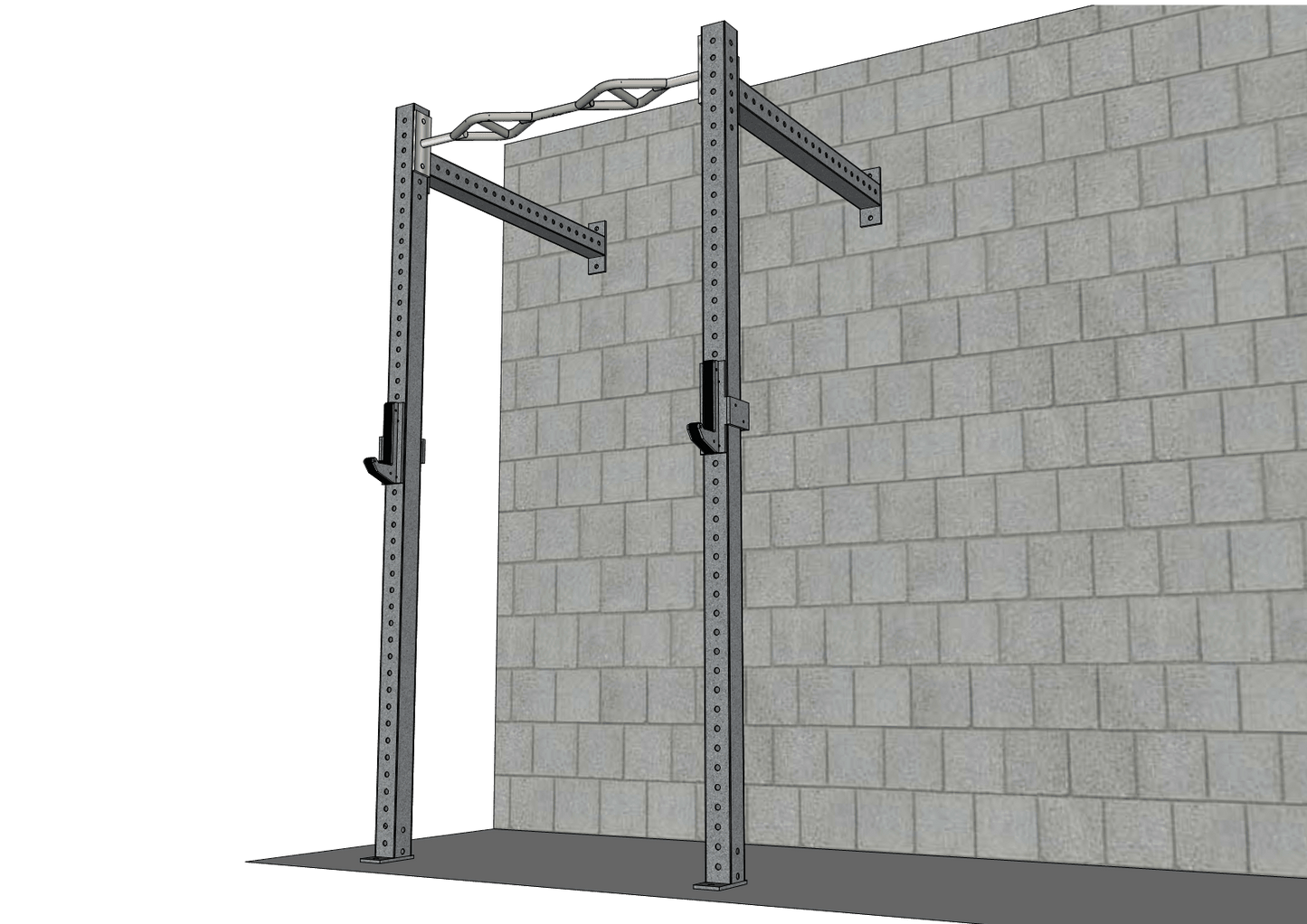 TGrip Commercial 4' Wall Mount Rig Weight Set - 3x3 Steel - Functional Multi - Grip Pull - Up - Sandwich Style J - Hooks - Grit Grind Strength