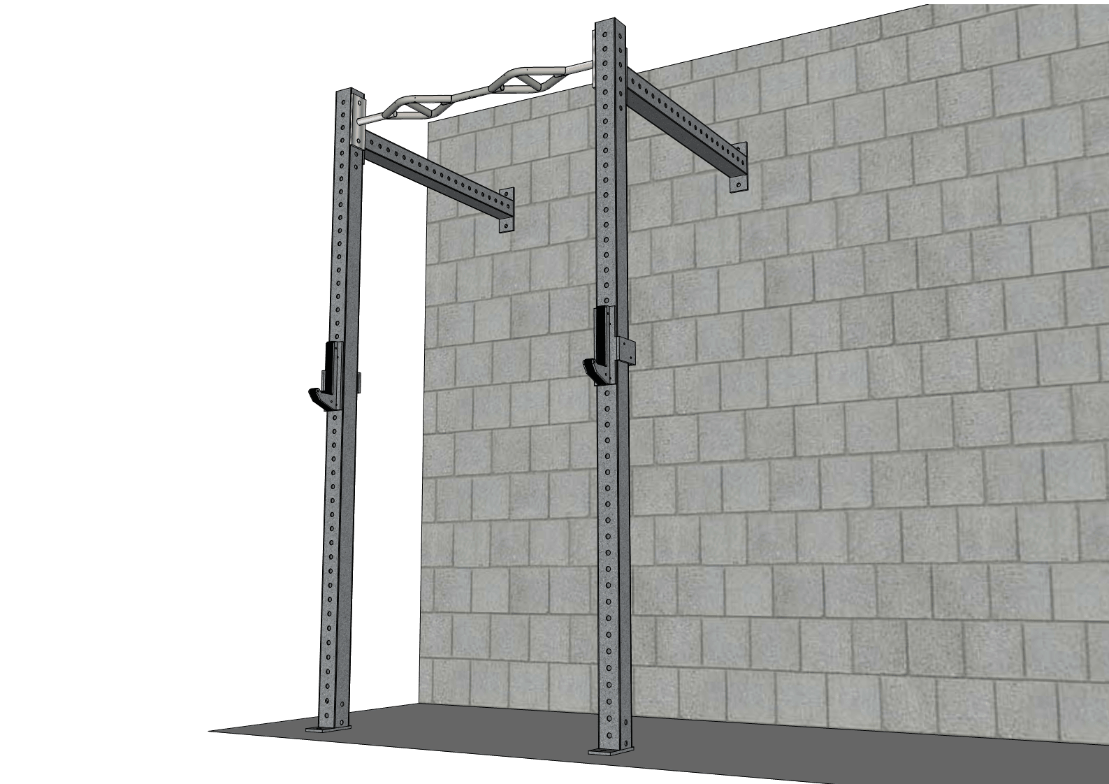 TGrip Commercial 4' Wall Mount Rig Weight Set - 3x3 Steel - Functional Multi - Grip Pull - Up - Sandwich Style J - Hooks - Grit Grind Strength
