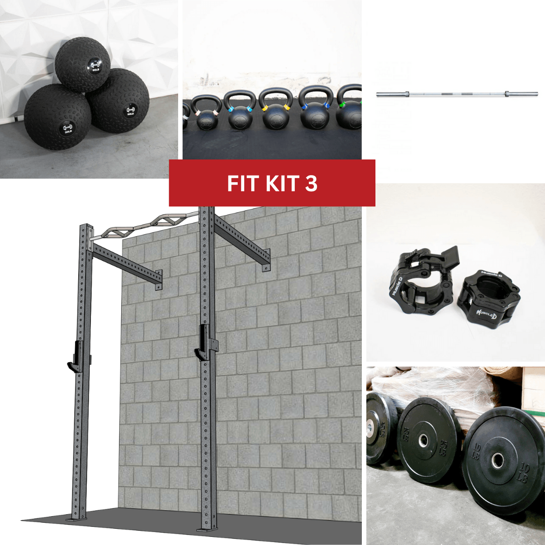 TGrip Commercial 4' Wall Mount Rig Weight Set - 3x3 Steel - Functional Multi - Grip Pull - Up - Sandwich Style J - Hooks - Grit Grind Strength