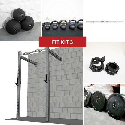 TGrip Commercial 4' Wall Mount Rig Weight Set - 3x3 Steel - Functional Multi - Grip Pull - Up - Sandwich Style J - Hooks - Grit Grind Strength