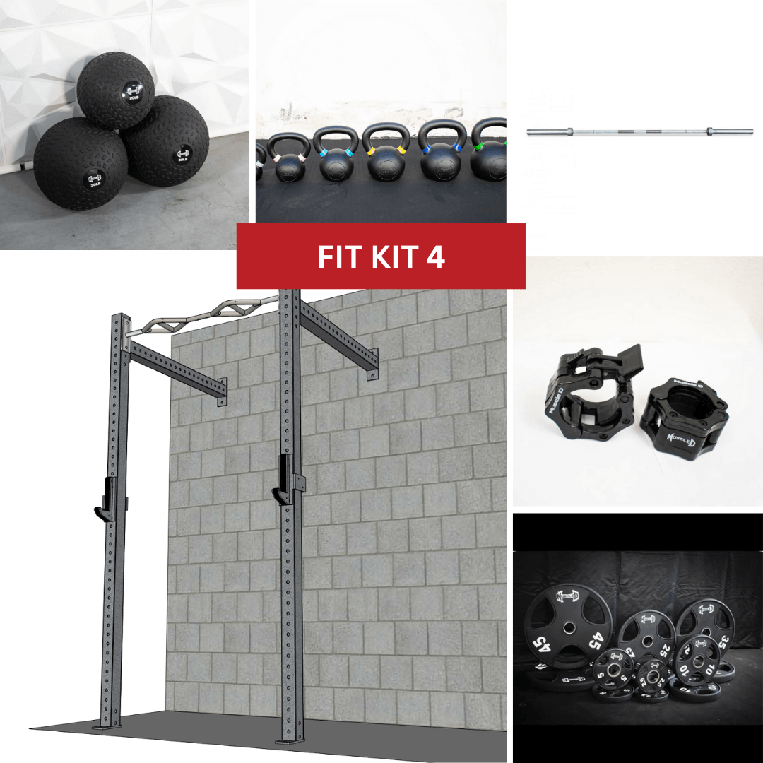 TGrip Commercial 4' Wall Mount Rig Weight Set - 3x3 Steel - Functional Multi - Grip Pull - Up - Sandwich Style J - Hooks - Grit Grind Strength