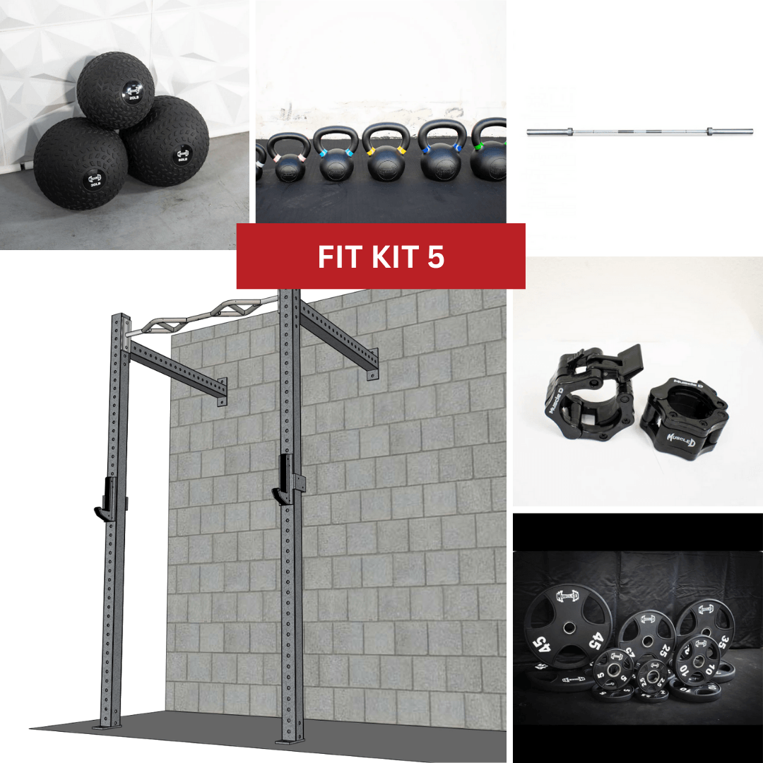 TGrip Commercial 4' Wall Mount Rig Weight Set - 3x3 Steel - Functional Multi - Grip Pull - Up - Sandwich Style J - Hooks - Grit Grind Strength