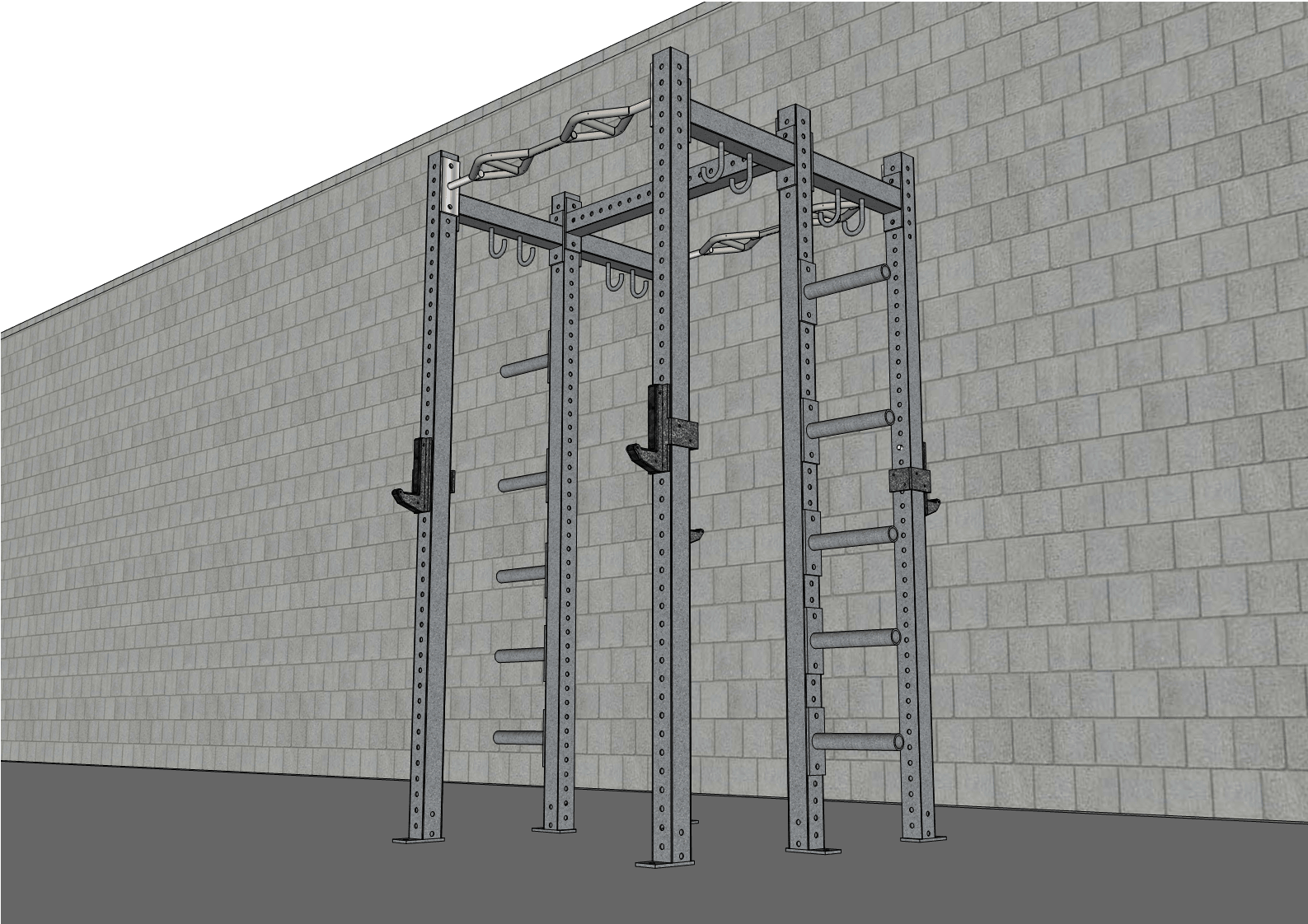 TGrip Commercial Double Half Rack - 3x3 Steel - Functional Multi - Grip Pull - Up - Integrated Plate Storage - J - Hooks - Grit Grind Strength