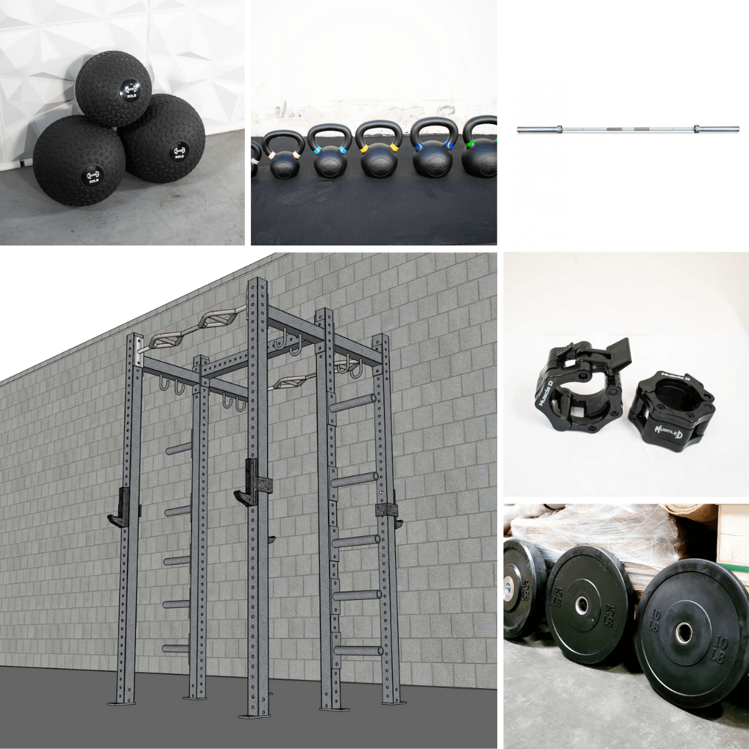 TGrip Commercial Double Half Rack Weight Set - 3x3 Steel - Functional Multi - Grip Pull - Up - Integrated Plate Storage - J - Hooks - Grit Grind Strength