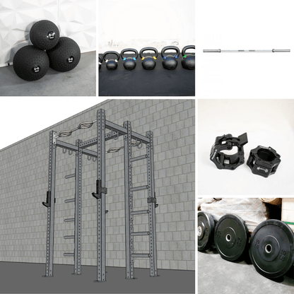 TGrip Commercial Double Half Rack Weight Set - 3x3 Steel - Functional Multi - Grip Pull - Up - Integrated Plate Storage - J - Hooks - Grit Grind Strength