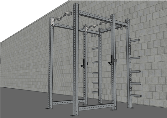 TGrip Commercial Full Power Rack - 3x3 Steel - Functional Multi - Grip Pull - Up - Plate Storage - J - Hooks - Grit Grind Strength