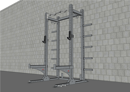 TGrip Commercial Half Rack - 3x3 Steel - Functional Multi - Grip Pull - Up - Bar & Plate Storage - J - Hooks - Grit Grind Strength