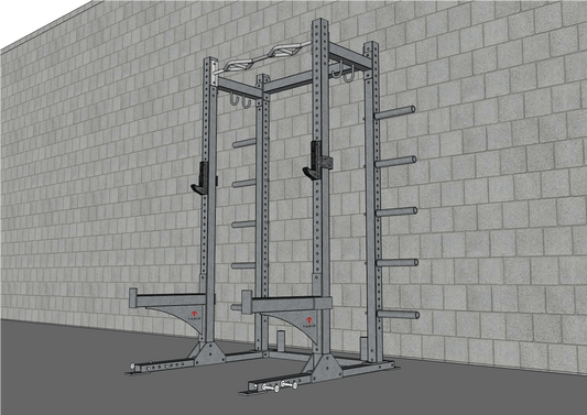 TGrip Commercial Half Rack - 3x3 Steel - Functional Multi - Grip Pull - Up - Bar & Plate Storage - J - Hooks - Grit Grind Strength